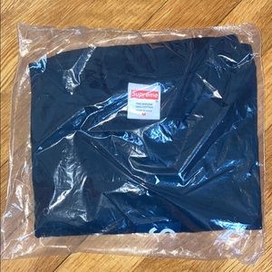 SUPREME CROSS BOX LOGO TEE (Navy, Medium)